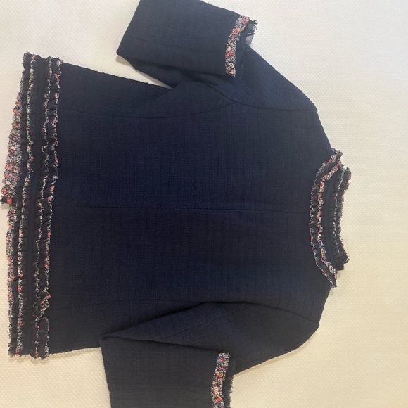 Navy Tweed Jacket with Multicolor Trim - Picture 12 of 16